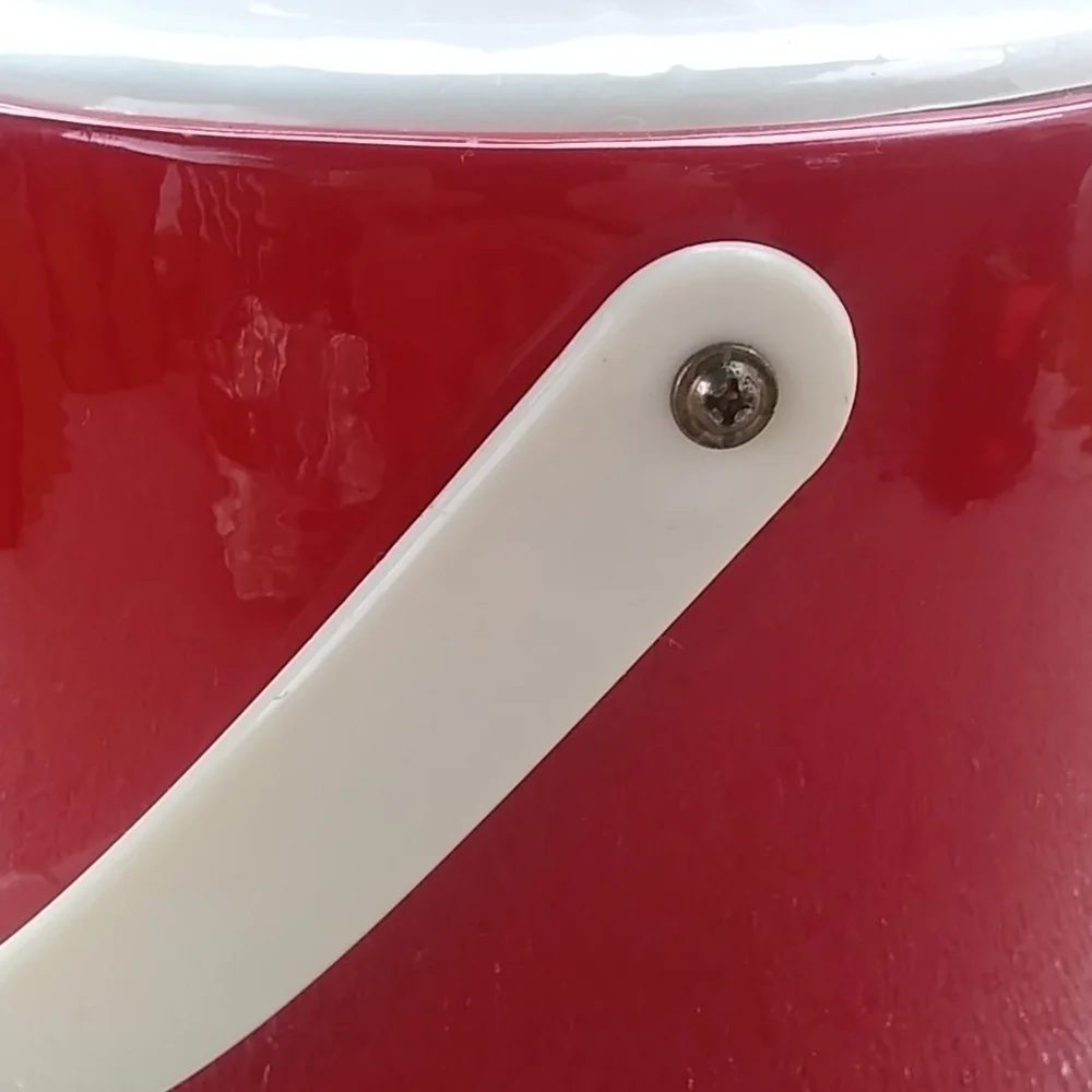 Perfectly Retro Mid-Century Modern Vinyl Red and White Ice Bucket with Lid